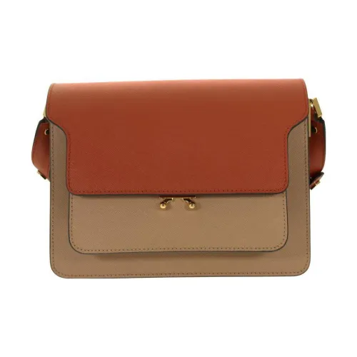 MARNI Основная часть Телячья кожа Портативный Сумки через плечо Сумка через плечо Женские Апельсин CAMEL Армейский зеленый