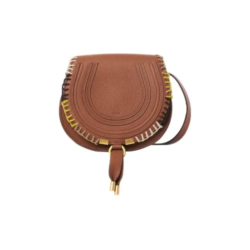 Chloe Chloé Handbag Marcie Кожа с рельефным узором Телячья кожа Седло Сумка Сумка через плечо Маленькая Женская Коричневая