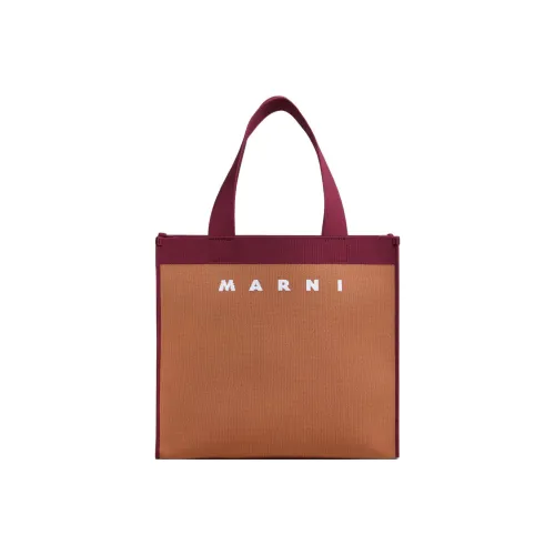 MARNI Полиуретан ПУ (полиуретан) Тоут Сумка Сумка для покупок Сумка на плечо Сумка среднего размера Женская Коричневая и Фиолетовая