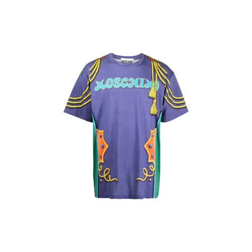 MOSCHINO Мужская T-рубашка синего и фиолетового цвета