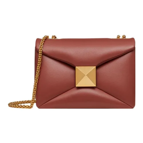 Valentino One Stud Lambskin Цепляемая Сумка через плечо Женская Коричневая