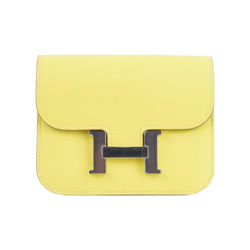 HERMES Constance Slim Кожа Evercolor Бананка Женская Лимон Чисто Белый