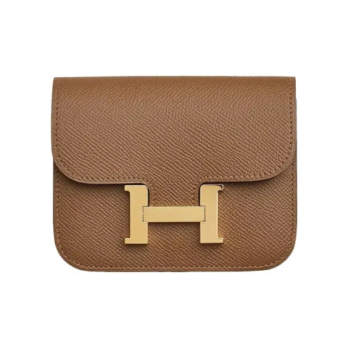 HERMES Constance Slim Клатч из коровьей кожи кошелек бананка стандартный женский каштановый