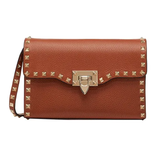 Valentino Rockstud Телячья кожа Сумка через плечо Сумка с ремешком Женская Коричневая