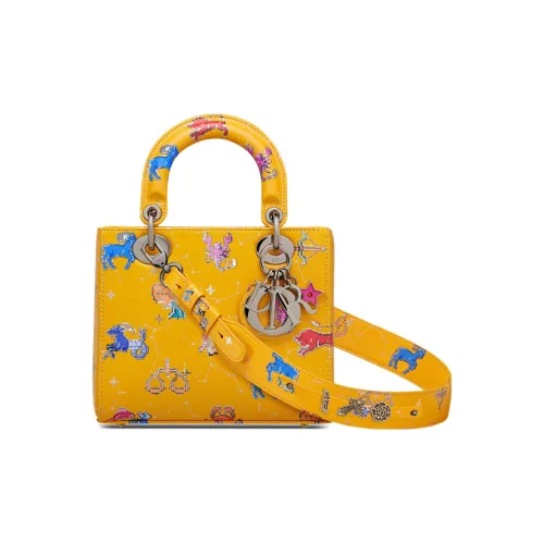 DIOR Lady Dior My ABCDior Телячья кожа Сумка Lady Dior Сумка через плечо Сумка Маленькая Женская Желтая