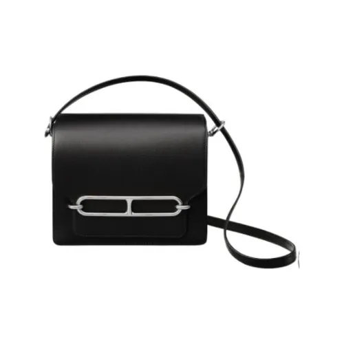 HERMES Roulis Evergrain Коровья кожа Свиной нос Сумка Сумка через плечо Мини Женская Черная