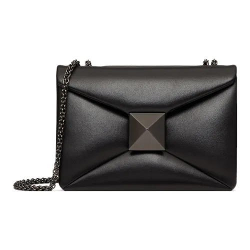 Valentino One Stud Lambskin Цепляемая Сумка через плечо Маленькая Женская Черная