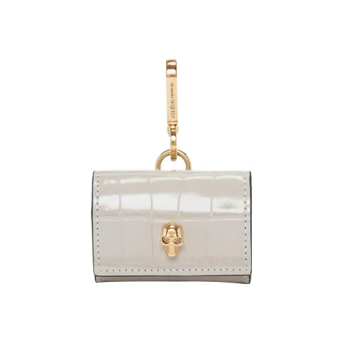 Alexander McQueen Чехол для наушников из телячьей кожи женский серый