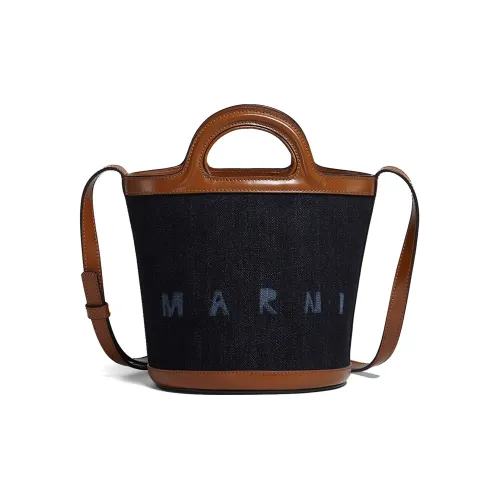 MARNI Сумка из коровьей кожи ведрообразной формы сумка через плечо женская синий черный мокко
