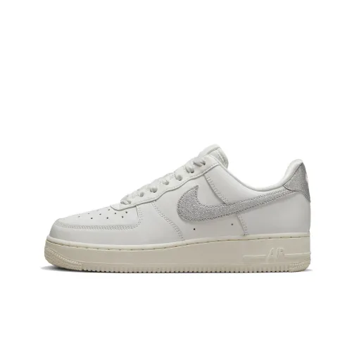 Nike Air FORCE 1 Серебряный Swoosh Low Топ Кроссовки для скейтбординга Женские Белые Серебряный