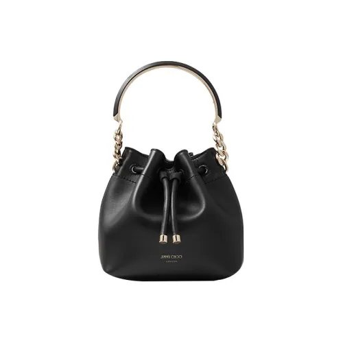 Jimmy Choo Телячья кожа Ведрообразная сумка Маленькая Женская Черная