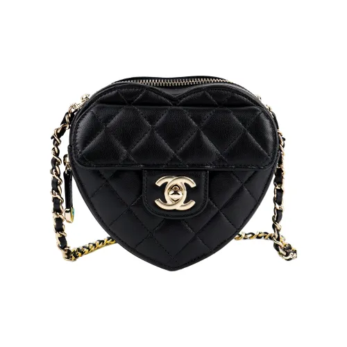 CHANEL Lambskin Heart Bag Portable Crossbody Bag Shoulder Bag Women's Black