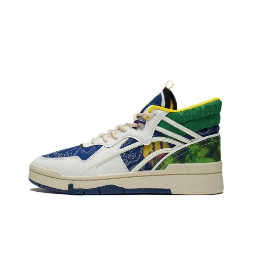 LINING Wave MID Party Высокие Кроссовки для скейтбординга Мужские Белый Зеленый Синий