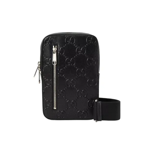 GUCCI Кожа Sling Сумка Сумка через плечо Мужская Черная