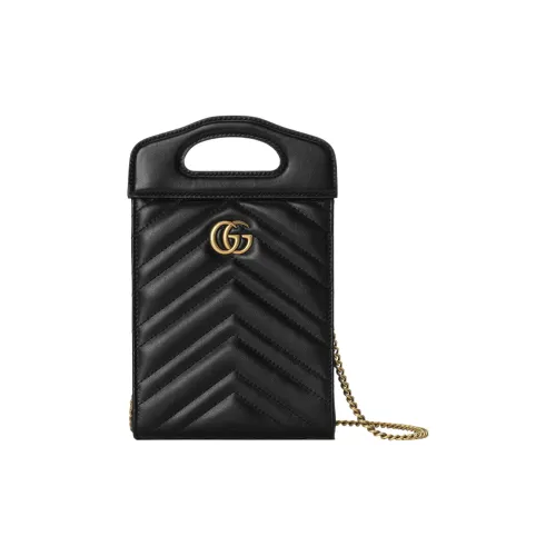GUCCI GG Marmont Кожа Сумка через плечо Сумка Мини Женская Черная