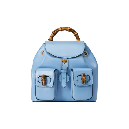 GUCCI Кожа Сумка Рюкзак Женские Светло-Синий