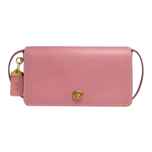 COACH Dinky Хром Дубленая кожа Гладкая поверхность Кожа Сумка через плечо Женская Светлый Румяный розовый