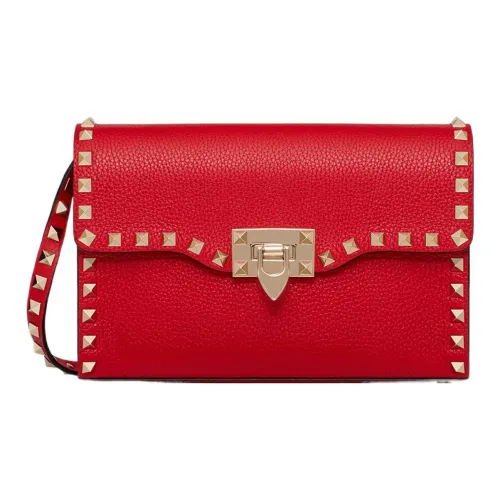 Valentino Rockstud Телячья кожа Курьерская сумка Сумка через плечо Женская Красная