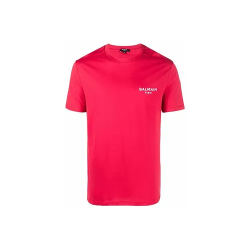 BALMAIN Red Men's T-Shirts BALMAIN Красные Мужские Футболки