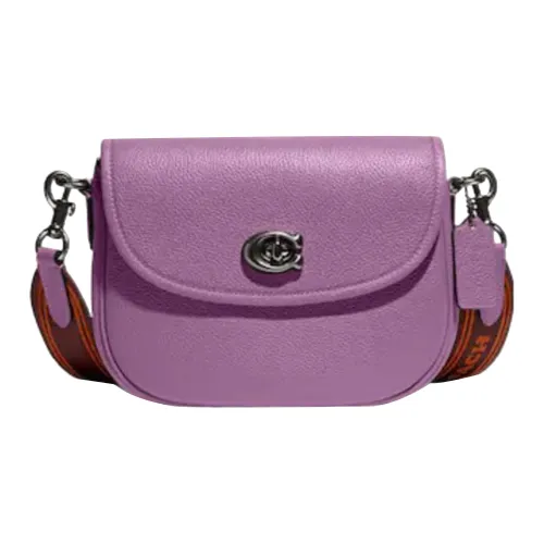 COACH Willow Полированная кожа с эффектом галечника Сумка через плечо Маленькая Женская Орхидея Фиолетовый
