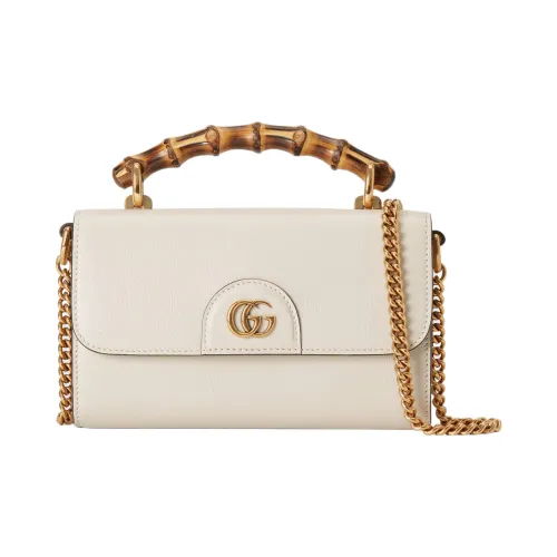 GUCCI Diana Кожа Маленькая Квадратная Сумка Сумка Сумка через плечо Сумка через плечо Мини Женская Белая