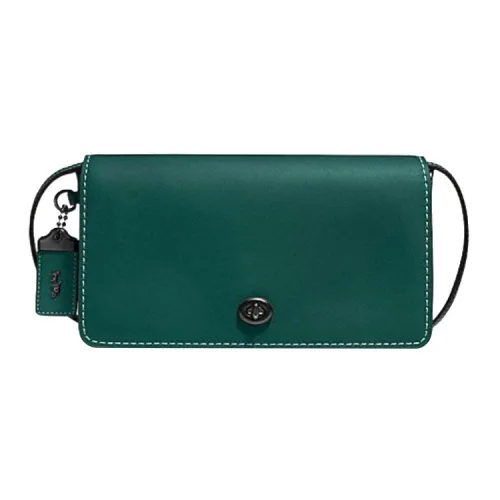 COACH Dinky Хромированный цвет дубленой кожи гладкая отделка кожаная сумка через плечо женская глубокий бирюзовый