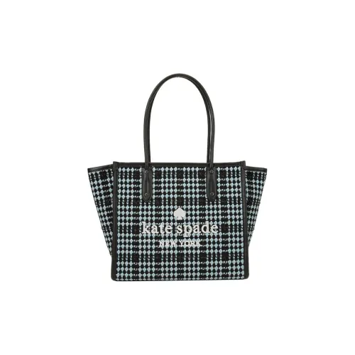 Kate Spade Фланелевая ткань Тоут Сумка Сумка для покупок Сумка через плечо Большая женская Черная и Синяя