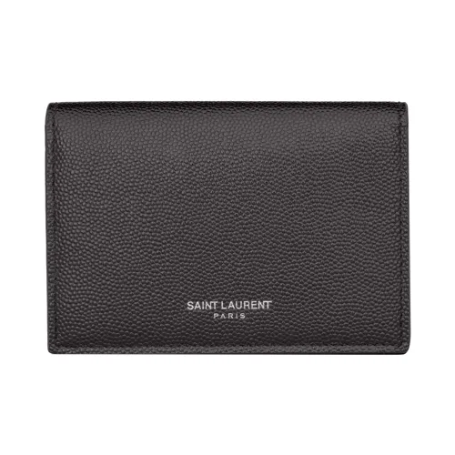 SAINT LAURENT Держатель для карт из телячьей кожи мужской серый
