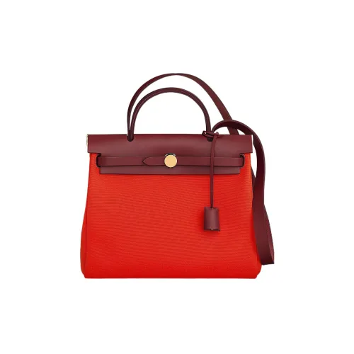 HERMES Herbag Zip Холщовая сумка через плечо с коровьей кожей Hunter женская