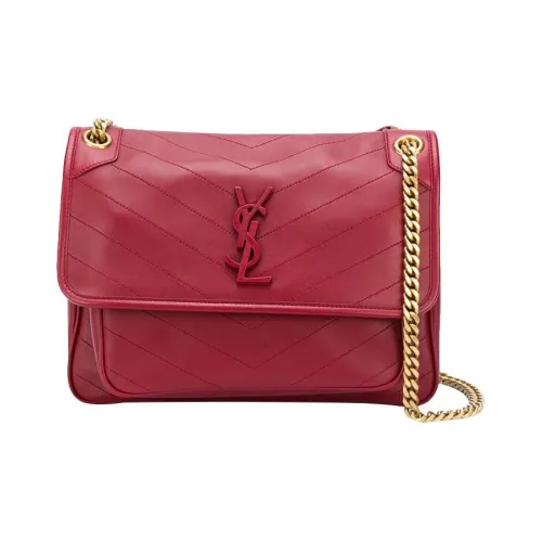 SAINT LAURENT Niki Lambskin Hobo Bag Crossbody Bag Shoulder Bag Women's Red SAINT LAURENT Niki Lambskin Хобо Сумка Сумка через плечо Сумка на плечо Женская Красная