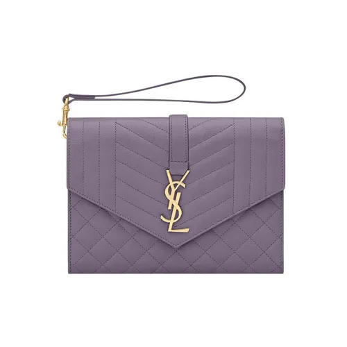 SAINT LAURENT Рельефная Телячья Кожа Конверт Сумка Клатч Женский Фуксия