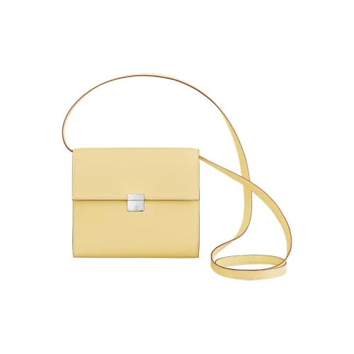 HERMES Clic Mysore Шевро Ручная Сумка через плечо Женская 1Z Цыплячий Желтый Внутренний Nata Кремовый Белый