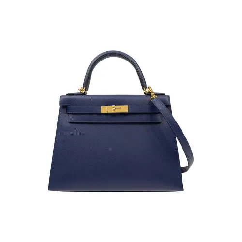 HERMES Kelly Эпсомская кожа Сумка Kelly Сумка через плечо Сумка Женская 73 BLEU Saphir Сапфир Синий