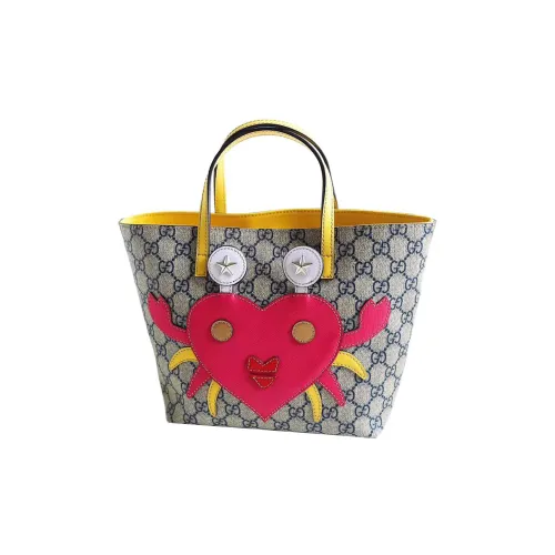 GUCCI Canvas Тоут Сумка Сумка для покупок Сумка на одно плечо Портативная детская сумка Мини-детская сумка Желтая Красная