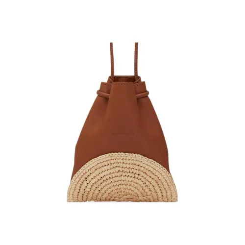 SAINT LAURENT Cassandre Рафия Соломенное плетение Телячья кожа Сумка через плечо Мини Женские Бургунди Бежевый