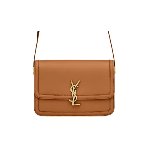 SAINT LAURENT Solferino Телячья кожа Tofu Сумка через плечо Средняя Женская Рыжевато-коричневый