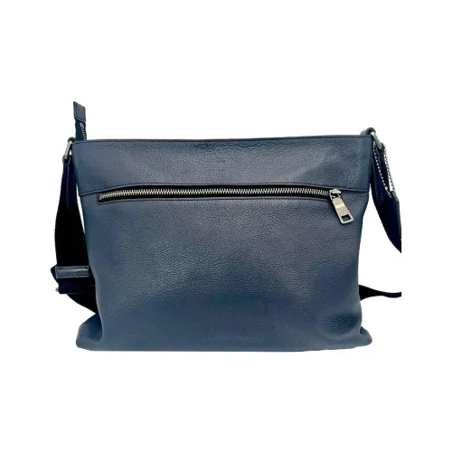 COACH Sam Litchi Grain Leather Briefcase Shoulder Bag Large Men's Gray Blue