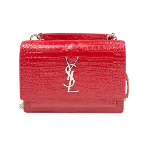 SAINT LAURENT Sunset Корова Кожа Сумка через плечо Сумка через плечо Женская Красная