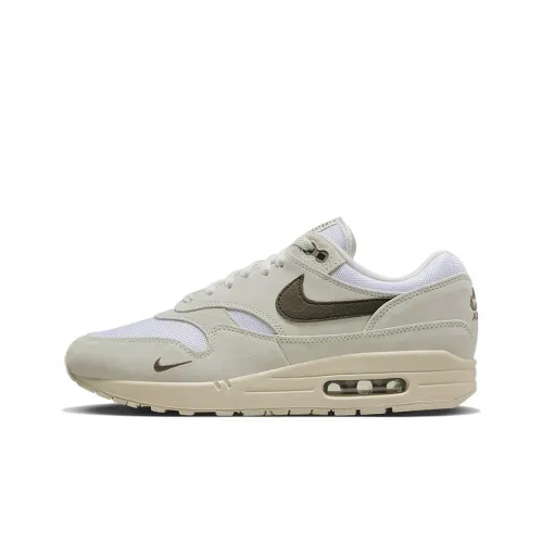Nike Air Max 1 Low Топ Беговые кроссовки Унисекс Белый Светло-коричневый