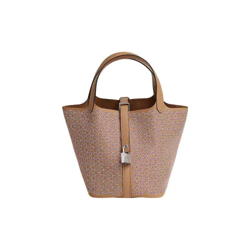 HERMES Picotin Lock Swift Телячья кожа Корзинка-сумка Сумка-ведро Сумка 18 Женская Молочно-чайная Розовая Белая