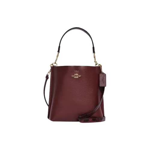 COACH Mollie Корова Кожа Ведрообразная Сумка Сумка через плечо Сумка Маленькая Женская Бордовая