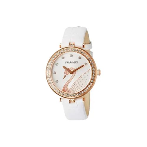 Swarovski Наручные часы Кварцевый механизм Кожаный ремешок 34 мм Белый циферблат Женские часы