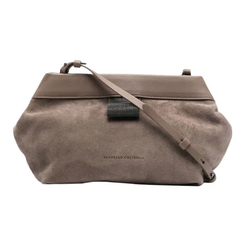 BRUNELLO CUCINELLI Monili Замша Сумка через плечо Сумка на плечо Женская Коричневая