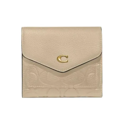 COACH Wyn Полированная кожа с эффектом галечника Карман для монет Держатель для карт Кошелек Маленький Женский Айвори Белый