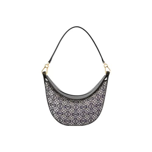 LOEWE Luna Anagram Жаккард с Классическая Телячья Кожа Сумка-Хобо Сумка Сумка через плечо Женская Морской Синий Черный