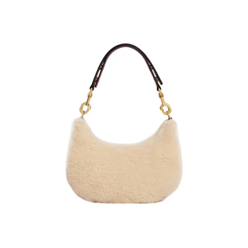 CELINE AVA Шерсть с коровьей кожей Сумка через плечо Сумка Сумка на плечо Женская Бежевая Коричневая