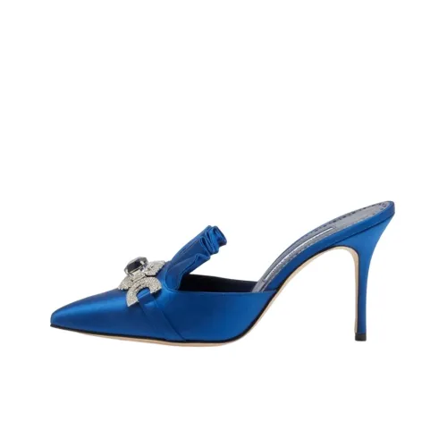 MANOLO BLAHNIK Домашние тапочки Женские Ярко-синие