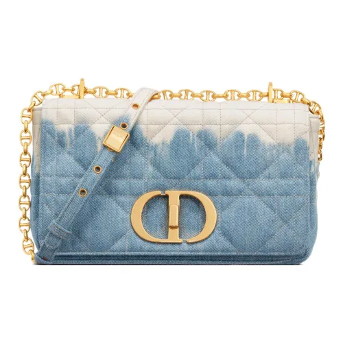 DIOR Caro Деним Сумка через плечо Средняя Женская Коричневая Синяя