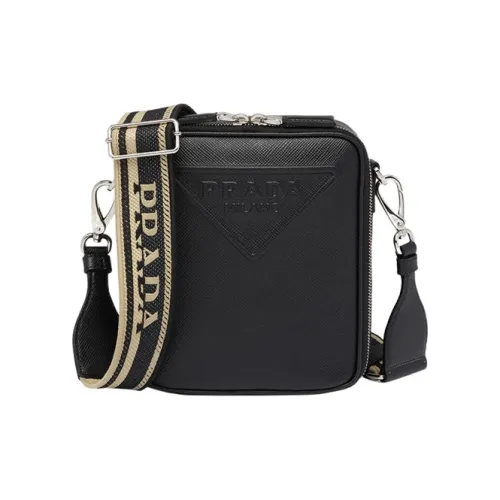 PRADA Saffiano Кожа Сумка через плечо Сумка на плечо Чехол для телефона Мужской Черный