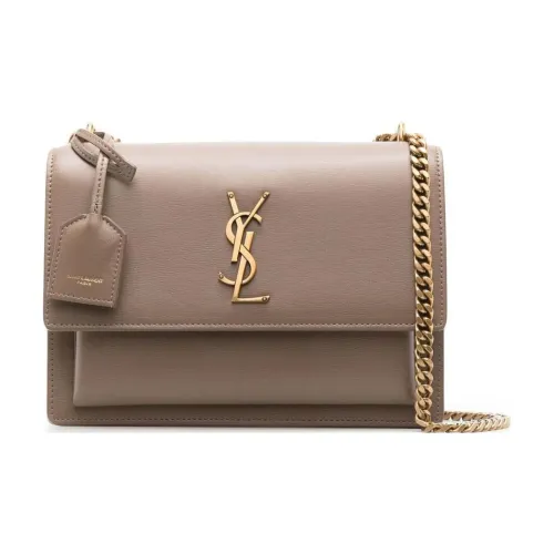 SAINT LAURENT Sunset Корова Кожа Плечевая Сумка Средняя Женская Тауповая